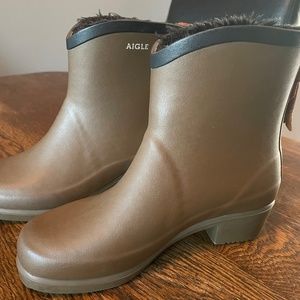 Aigle Women’s Fur-Lined Ankle Rain Boots